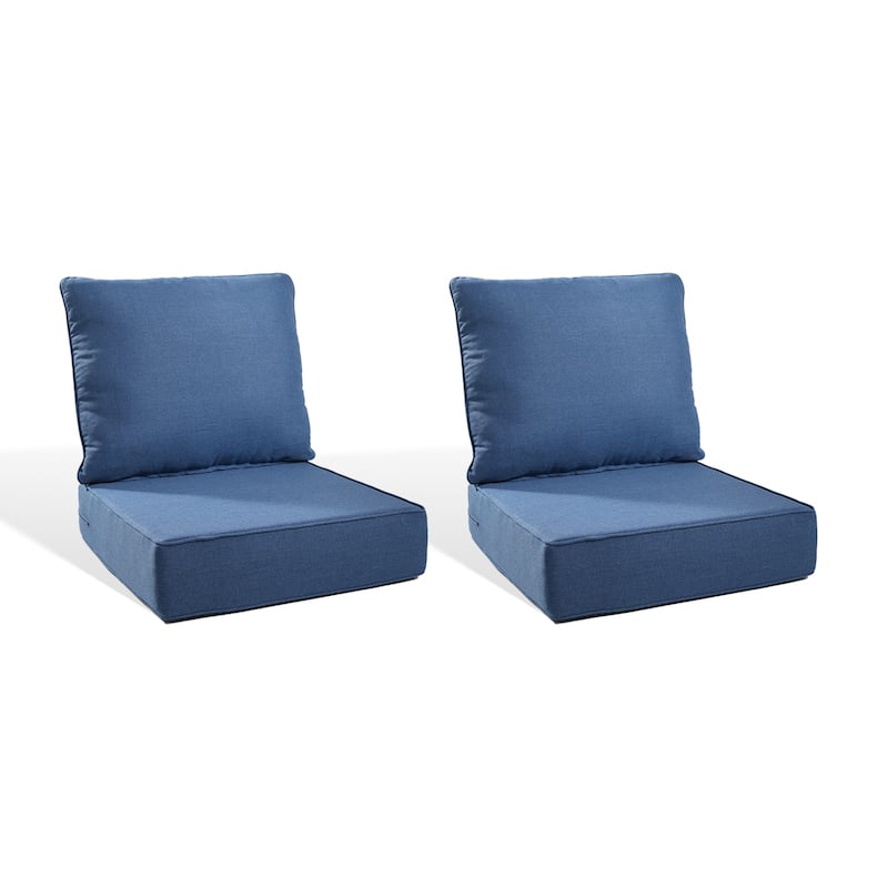 Pocassy 22"x24"x6" Inch Thick Cushions Indoor Outdoor Pillows Cushion - Blue Cushion - 2 Set Seat & Back Cushion