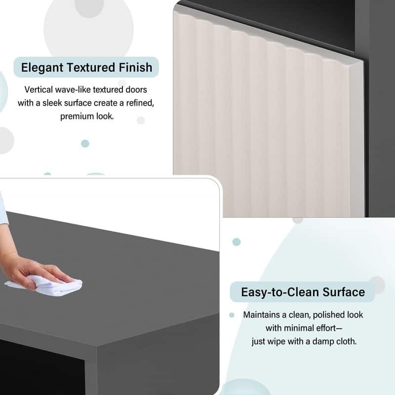 Entryway Bench Cabinet With Cushion, 2 Doors and 3-Tier Adjustable Shelves for Entryway Organization