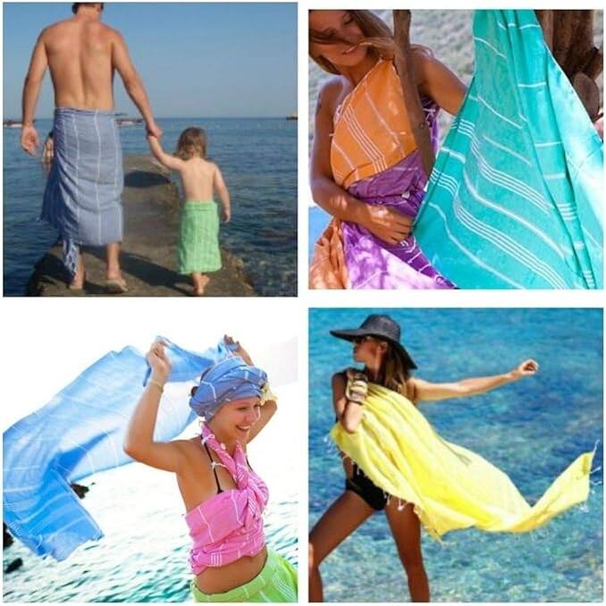 SussexHome Turkish Bath Towel Peshtemal Fouta 39" X 71" - 100% Cotton - for Beach Picnic Sarong