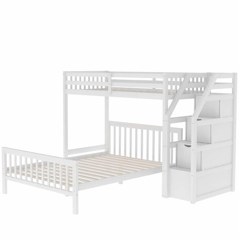 Twin over Full Loft Bed with Storage Staircase