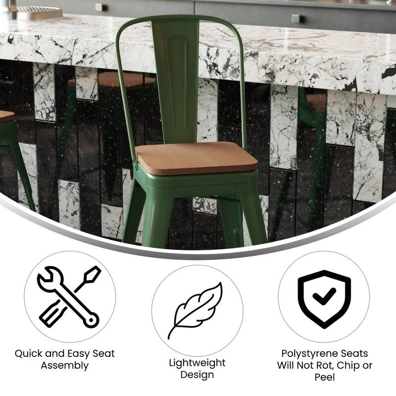 All-Weather Commercial Counter Stool with Removable Back & Poly Resin Seat