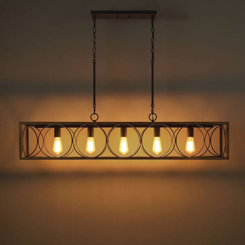 Acroma 5-Light Black Modern Industrial Linear Chandelier