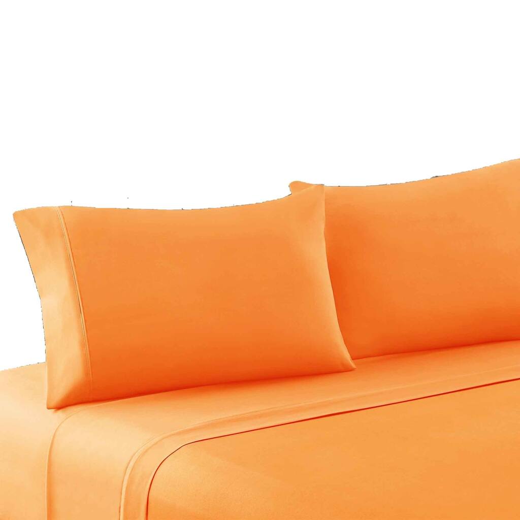 Bezons 4 Piece King Size Microfiber Sheet Set with 1800 Thread Count, Orange