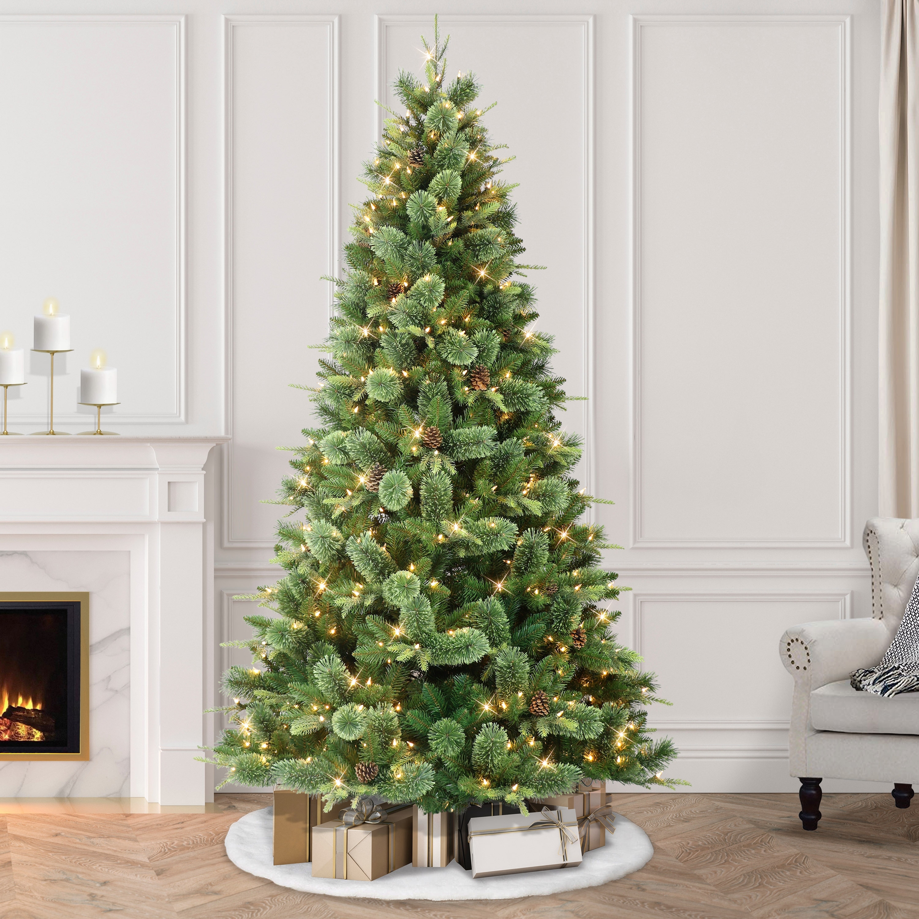 Puleo International Pre-Lit 7.5' Montana Pine Artificial Christmas Tree