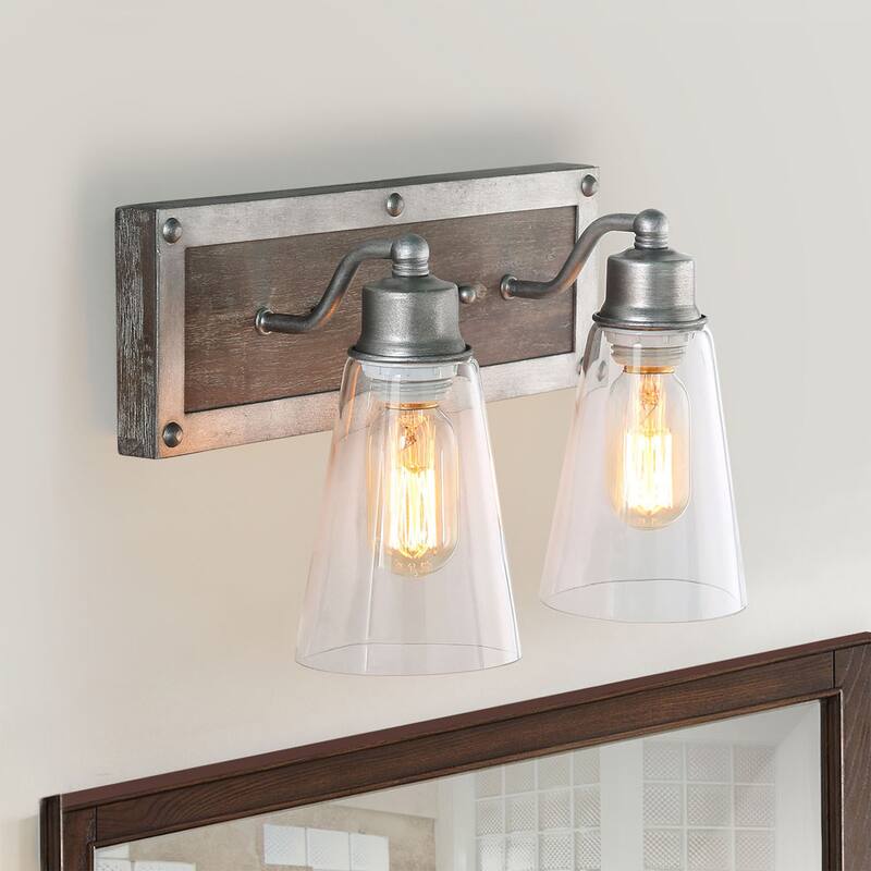 Carbon Loft Antique Bathroom Vanity Silver Linear Wall Sconce - 2-lights