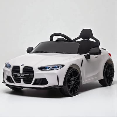 BMW M4 12V Kids Ride-On Car with Parents Remote Control, Three Speeds, Bluetooth, MP3, LED Lights for Ages 3-8