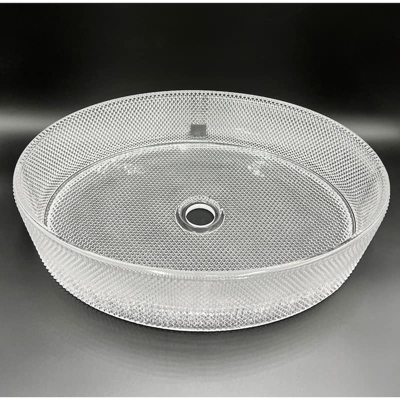 Decorative 20" Oval Crystal Vessel Sinks With White Base