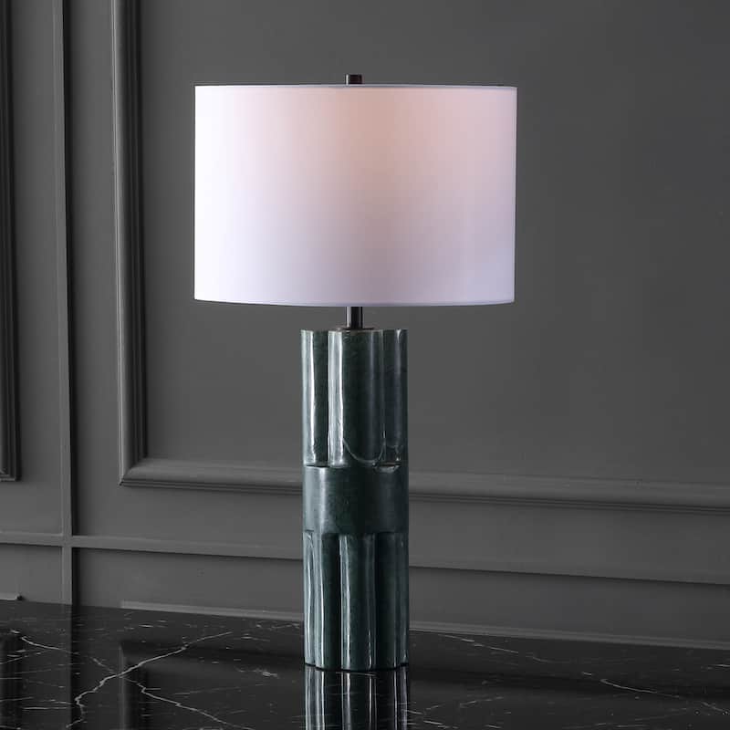 SAFAVIEH Couture Tolliver Marble Table Lamp - 15"W x 15"D x 28"H - Dark Green/White