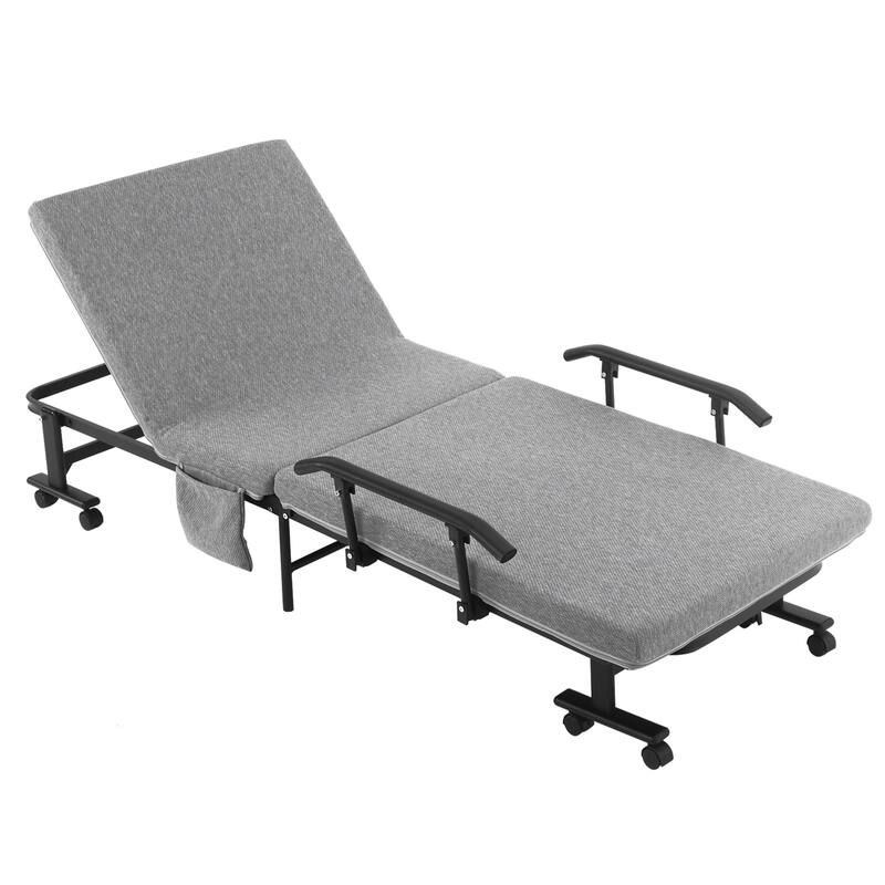 HOMCOM Folding Bed with 3.25" Mattress, Portable Foldable Guest Bed with Adjustable Backrest
