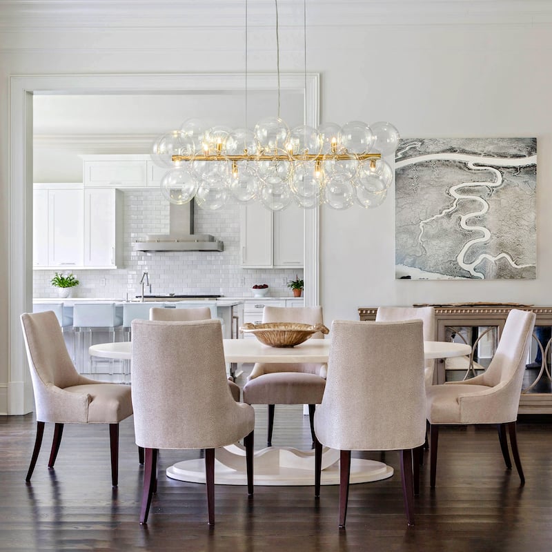 Modern 42" Large Glass Sputnik Bubble Chandelier Cluster Smoked Linear Chandelier - W42.1"