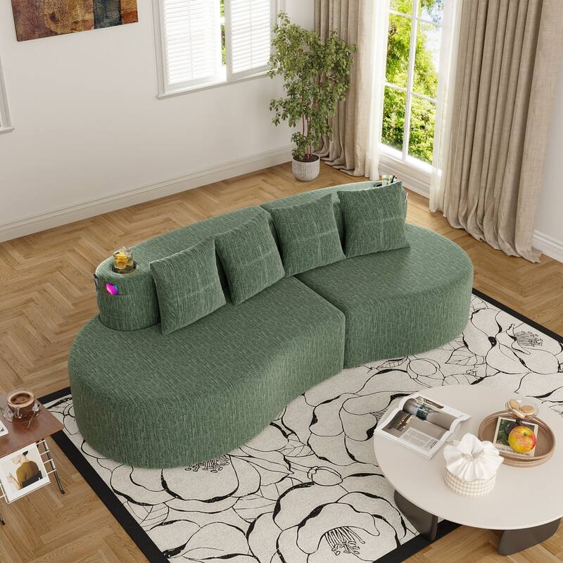 94.49" Chenille Curved Sectional Sofa with Pillows, No Assembly Required