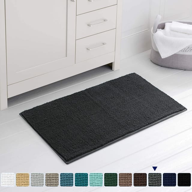 Subrtex Chenille Soft Rugs Super Water Absorbing Shower Mats - 20x32 - Gray