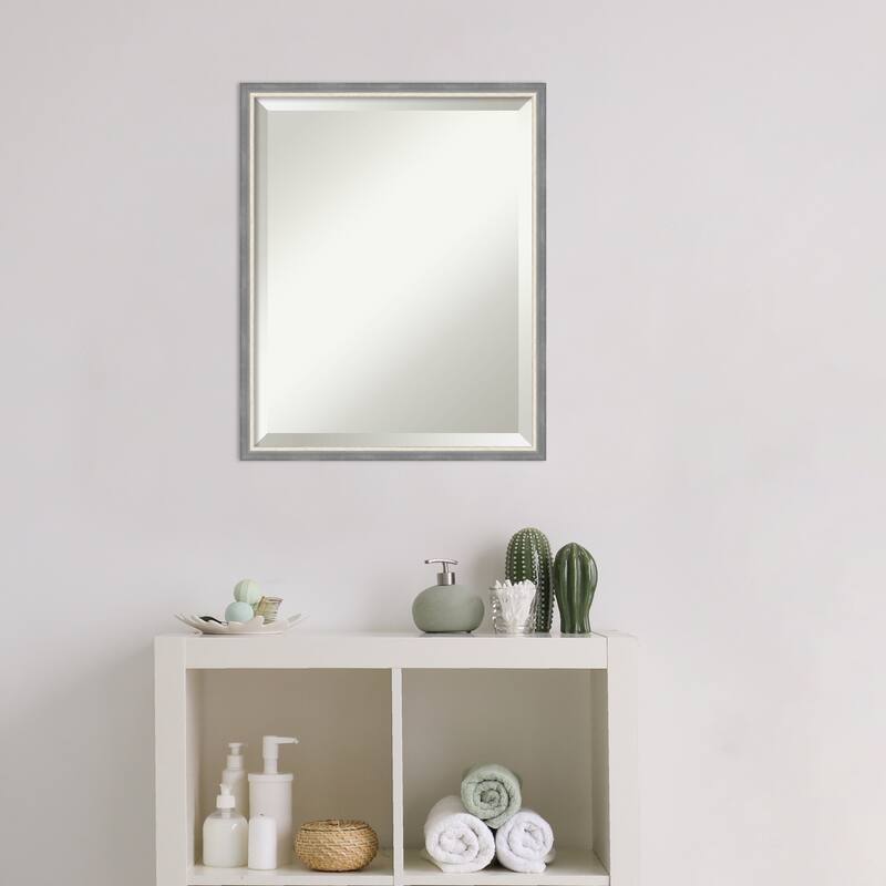 Theo Narrow Beveled Wood Framed Bathroom Vanity Wall Mirror