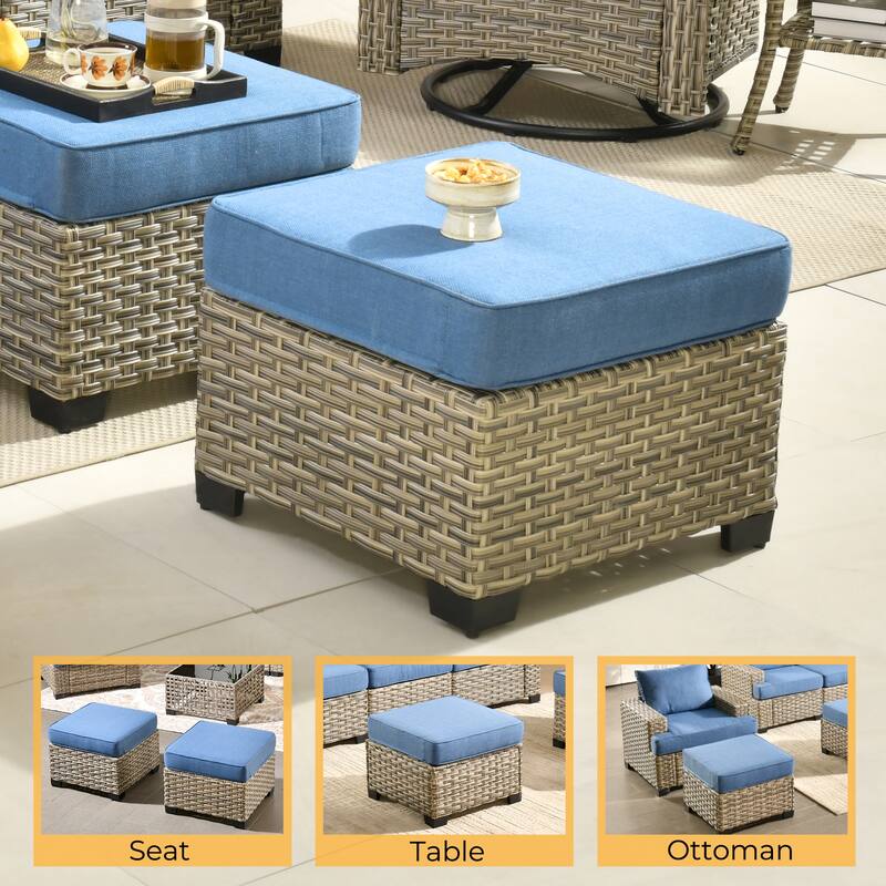 HOOOWOOO 9-piece Patio Sofa Wicker Swivel Rocking Chair Conversation Set
