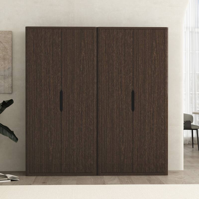 Manhattan Comfort Rivington Modern 38 In Bookcase Cabinet - Walnut - Set of 2