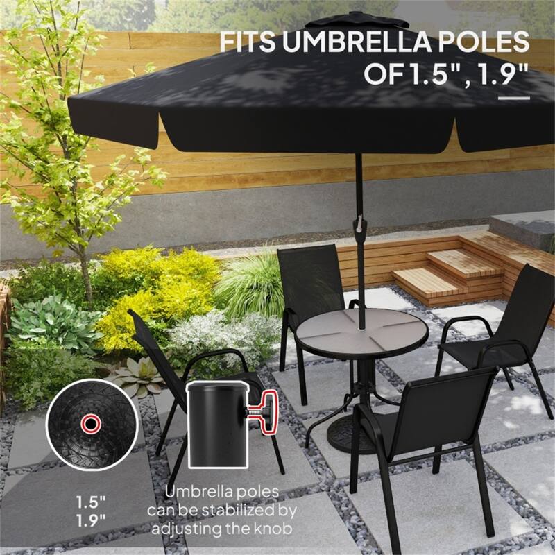 Resin and Concrete Umbrella Base with Steel Pole Heavy Duty Fits 1.5 and 1.9 Inch Poles Outdoor Patio Parasol Stand