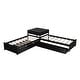 preview thumbnail 25 of 25, Double Twin Pine L-shaped Platform Bed with Convertible Trundle, Drawers, Built-in Desk