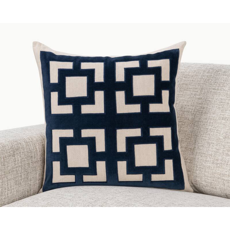 Villa by Classic Home Corbin Cotton Blend Throw Pillow - Navy Blue - 22x22