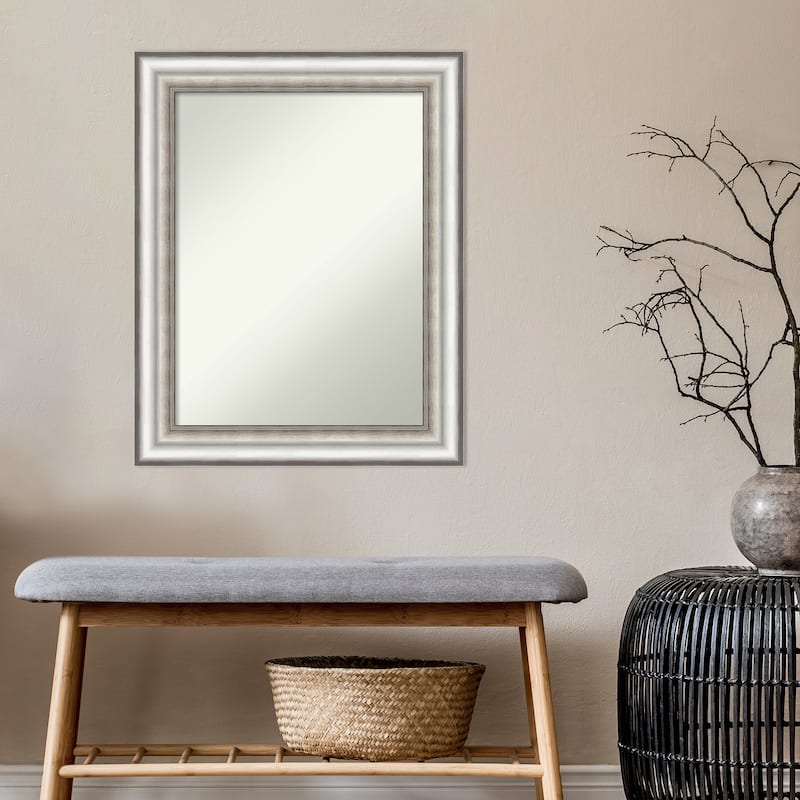 Non-Beveled Bathroom Wall Mirror - Salon Silver Frame