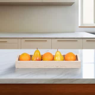 Sagebrook Home 18-Inch Travertine Rectangular Tray in Tan - 18" x 6" x 2"