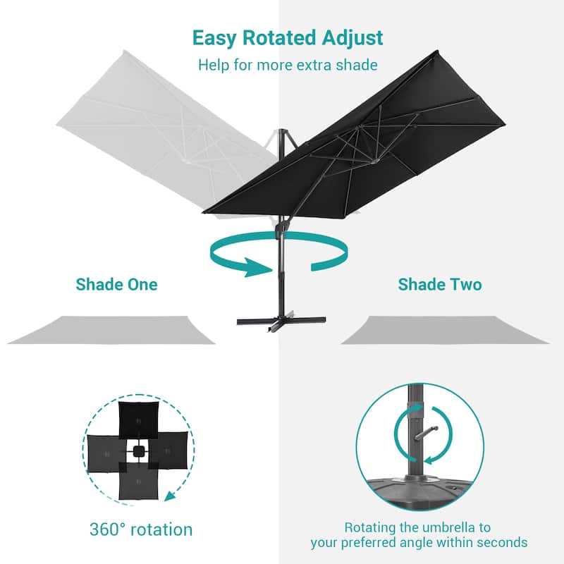 BONOSUKI Outdoor 11.5x9FT Cantilever Patio Umbrella with 360 Rotation