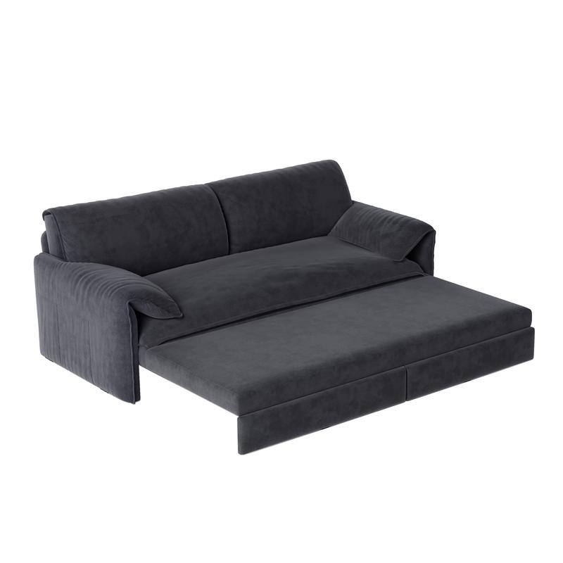 66" Queen Pull Out Sofa Bed, 3-in-1 Convertible Sleeper Sofa with Side Storage