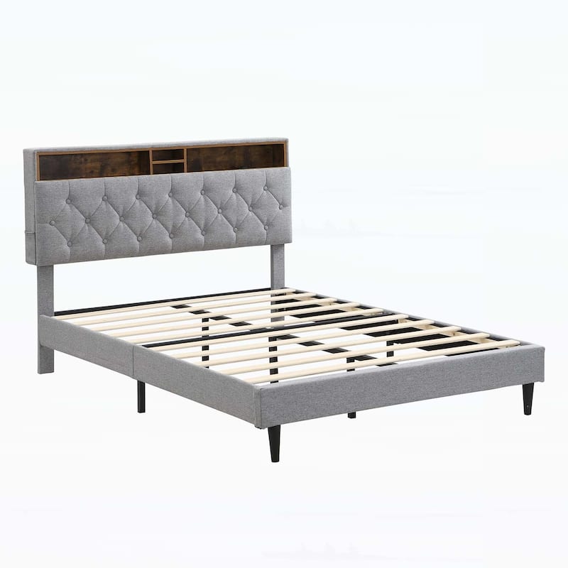 Versatile Platform Bed with Advanced Charging and Storage Options