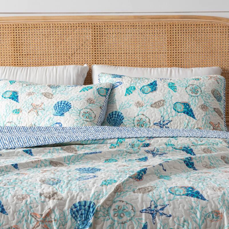 Linery & Co. Coastal Microfiber Quilt Set With Shams.