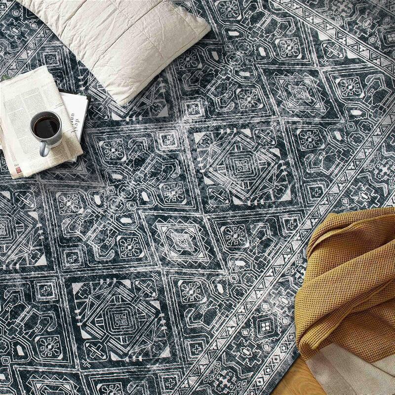 World Rug Gallery Transitional Bohemian Distressed Washable Non Slip Area Rug