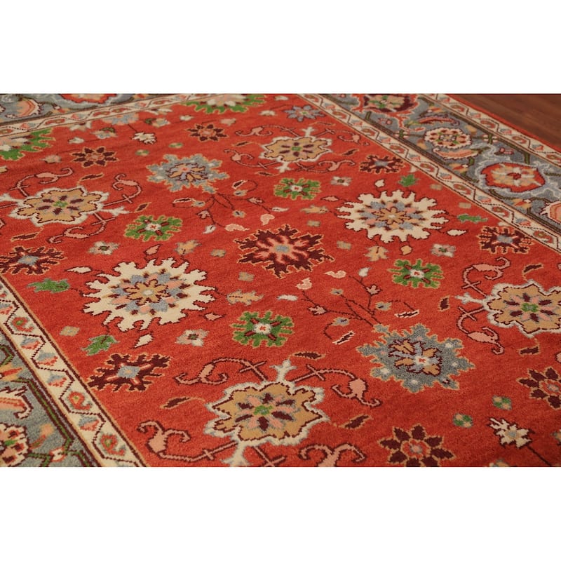 All-Over Floral Heriz Serapi Indian Area Rug Handmade Wool Carpet - 8'0"x 9'11"
