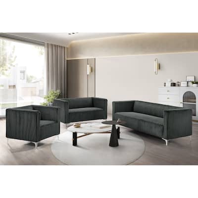 Clayfell Gavin Velvet Square Arm Living Room Set
