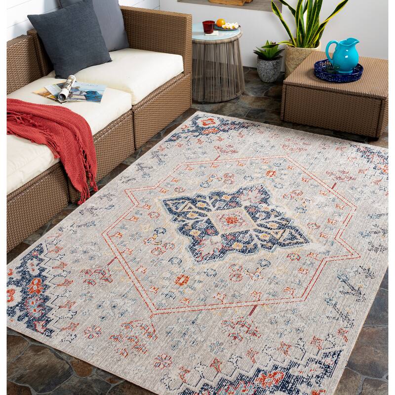 Artistic Weavers Gitanjali Indoor/ Outdoor Transitional Floral Area Rug - 5'3" x 7' - Grey/Blue
