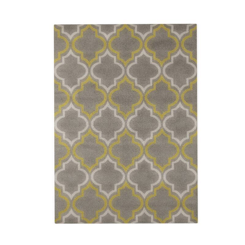 Porch & Den Elysian Trellis Area Rug - 5' x 7' - Gray/Yellow - Runner/Rectangle