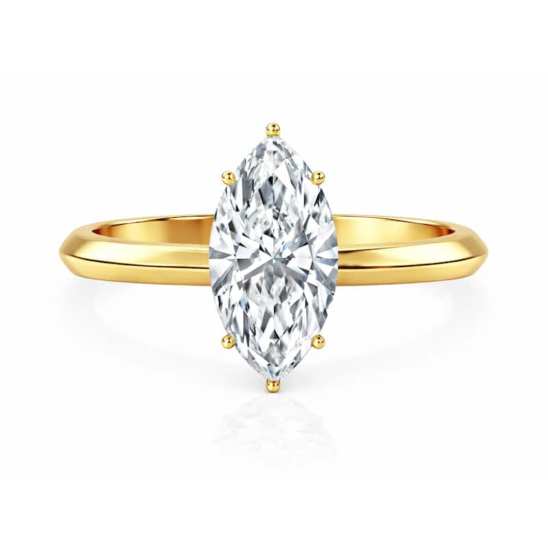 Auriya 14K Gold Knife Edge Lab Grown Marquise Diamond Engagement Ring 1.00 - 5.00ct. tw. (F-G, VS) - 4.00 carats - 6 - Yellow
