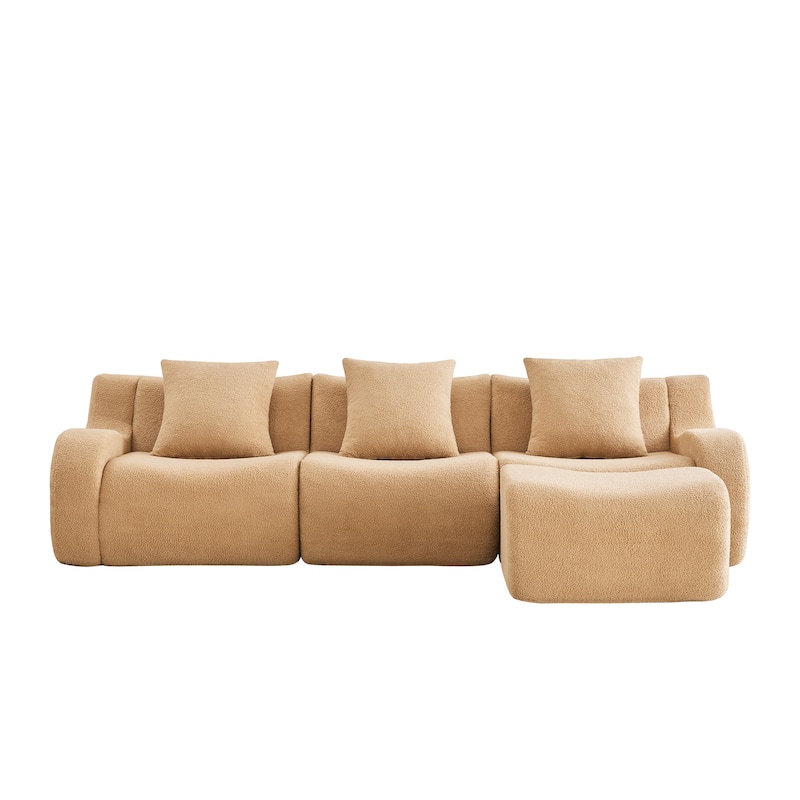 GDF Studio - Fairford 3-Seat Modular Sofa With Curved Armrests & Non-Slip Base