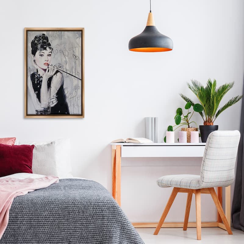 Stupell Bold & Classic Audrey Framed Floater Canvas Wall Art Design By Lucille Lee
