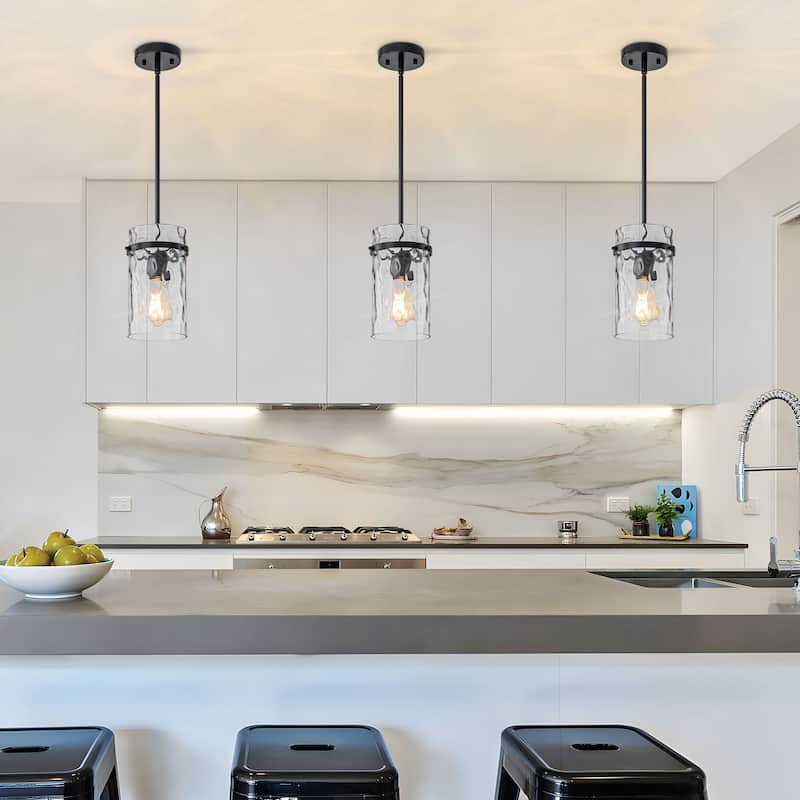 Starsky Modern Clear Hammered Glass Kitchen Island Pendant Light