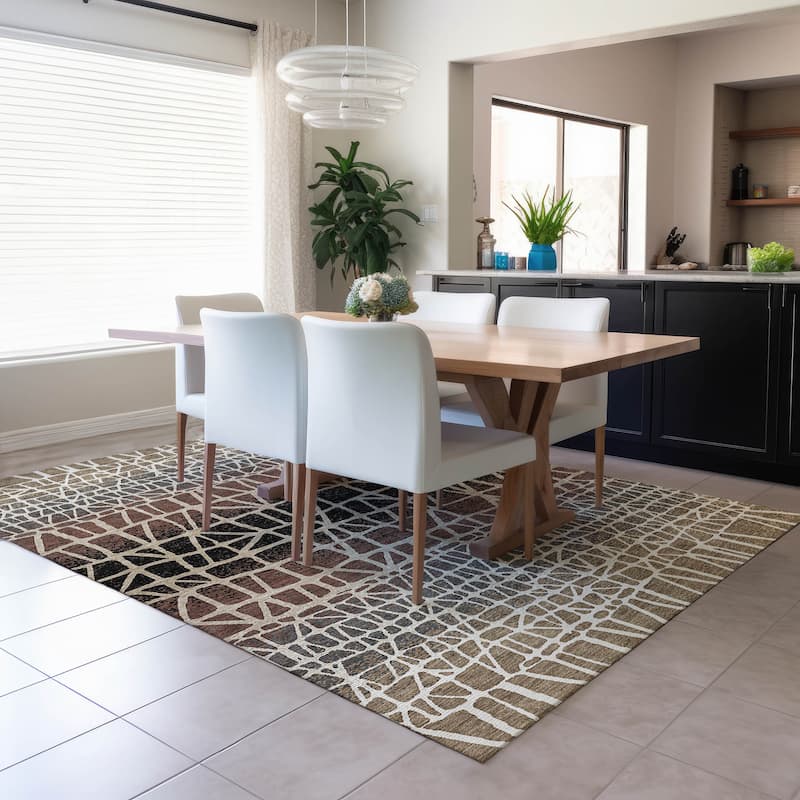 Machine Washable Indoor/ Outdoor Boho Global Chantille Rug