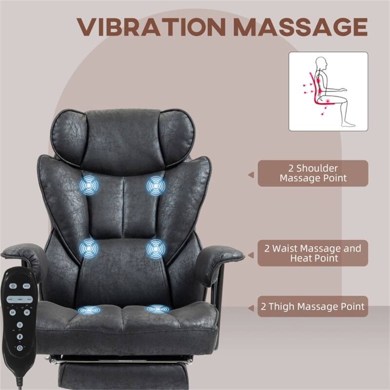 Comfortable Adjustable Height Office Chair with Vibration Massage and Heating Lumbar Support Footrest