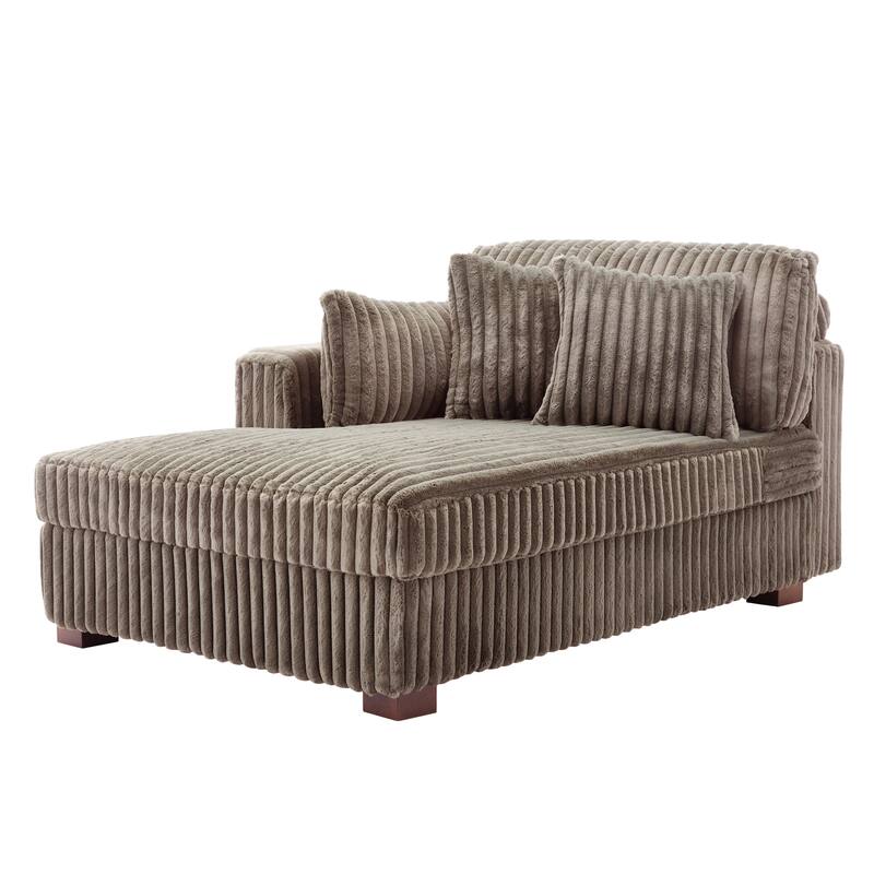 42" W Plush Corduroy Upholstered Chaise Lounge Sleeper for Living