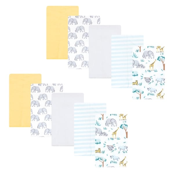 slide 1 of 1, Hudson Baby Cotton Flannel Burp Cloths 10-Pack, Safari Friends, One Size - Safari Friends 10 Pack - One Size One Size - Safari Friends 10 Pack