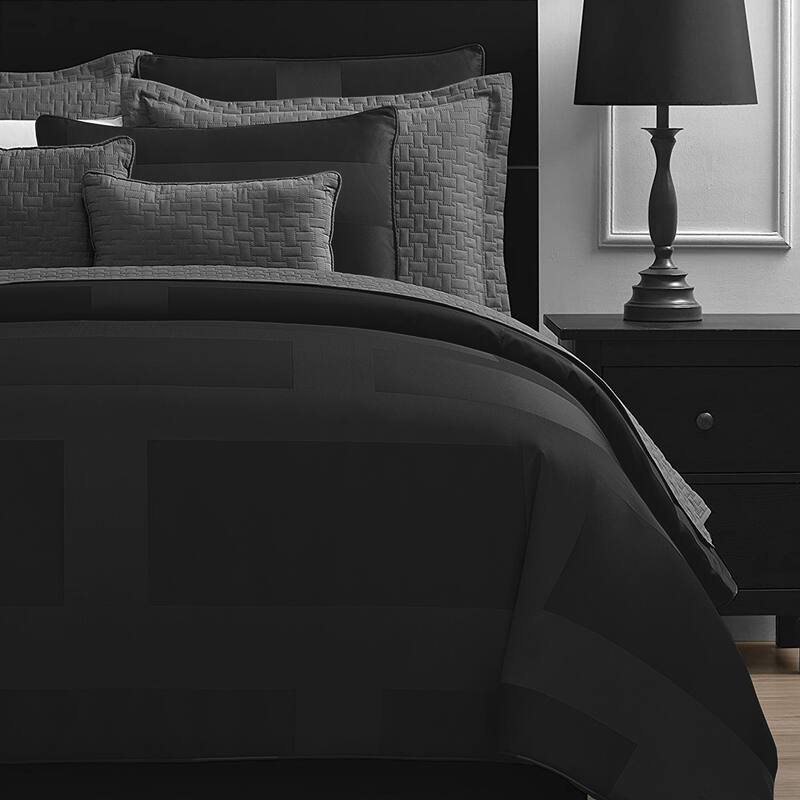 Kotter Home Frame Comforter Bedding Set - Black - Full