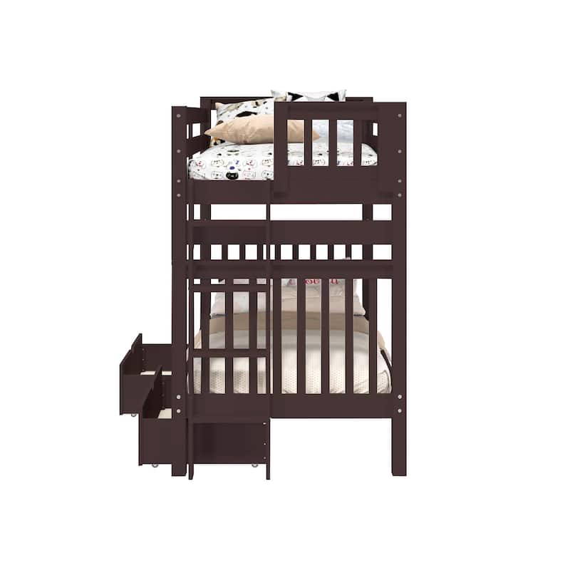 Taylor & Olive Trillium Tall Twin over Twin Bunk Bed, 2 Drawers