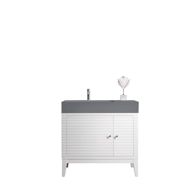 James Martin Vanities Linear 36" Single Vanity, Glossy White - 35.50 x 18.75 x 34.50