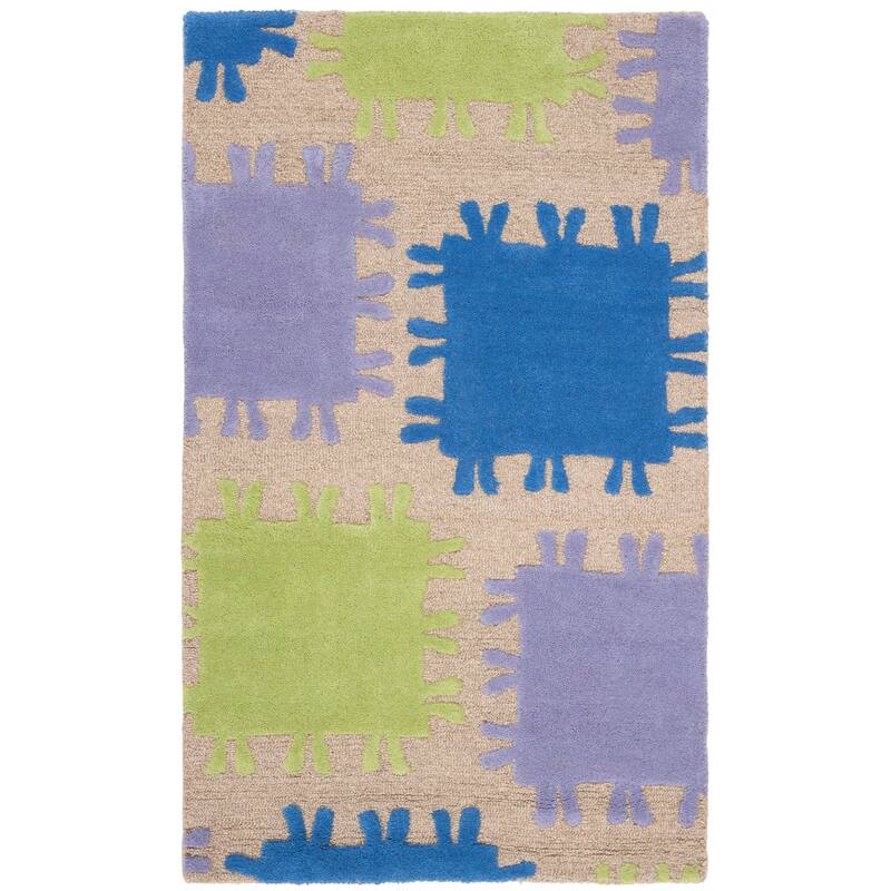 SAFAVIEH Handmade Children's Patches Sydnee Beige New Zealand Wool Rug