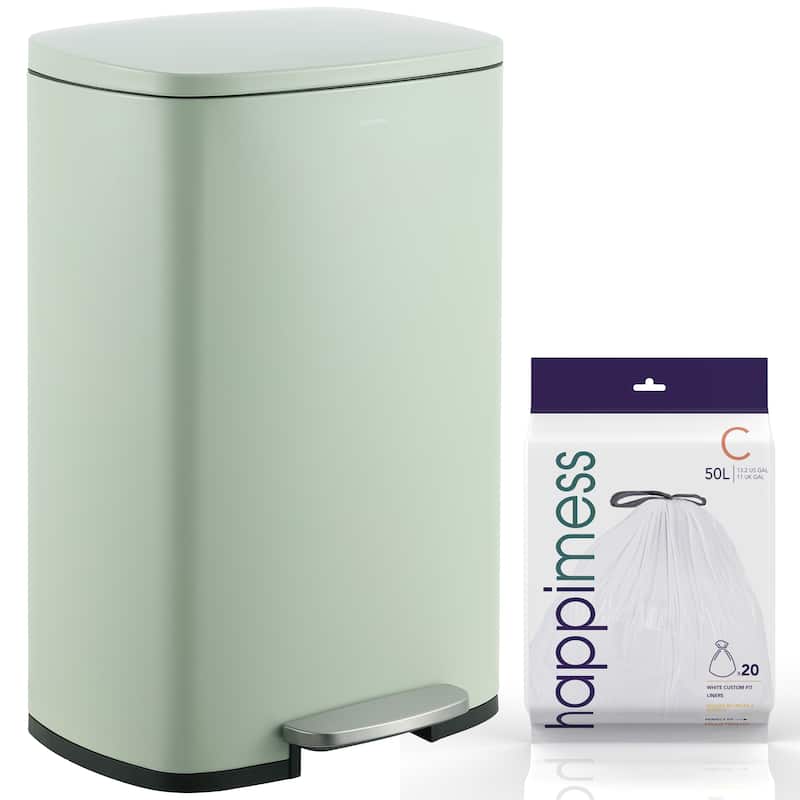 happimess 13-Gallon Trash Can with Soft-Close Lid and FREE Mini Trash Can - Pistachio Gelato