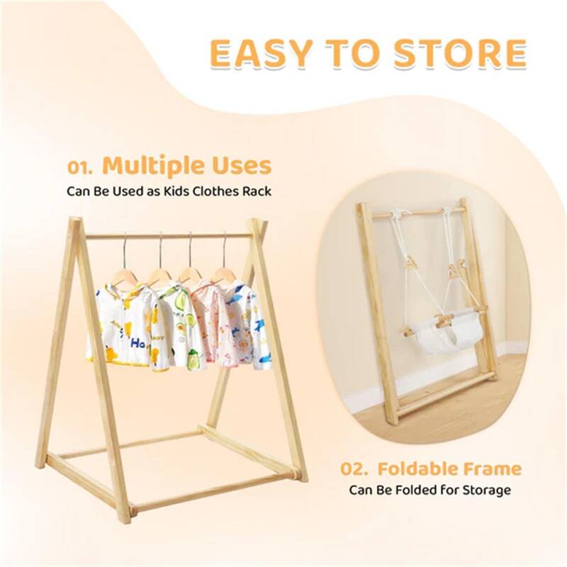 36.6 In. Foldable Swing Set With Stand Premium Montessori For Baby And Toddler