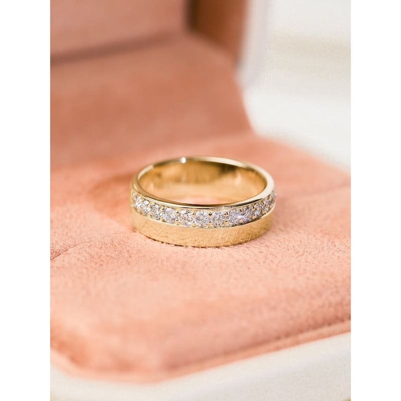 Kobelli 0.50 Carats Lab Grown Diamond Solid 14k Gold Wide Cigar Band Nico Ring