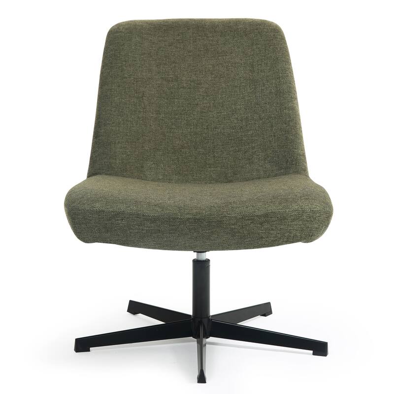 Bayard Green Linen Fabric Accent Chair with Black Swivel Legs