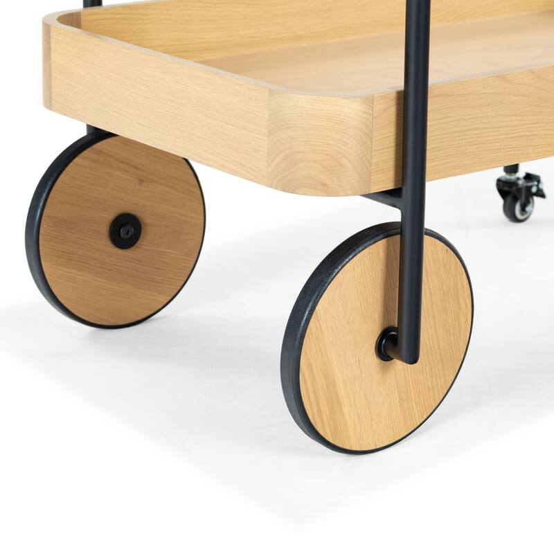 SAFAVIEH Couture Malek Wood And Metal 2 Shelf Bar Cart - 35"W x 19"D x 32"H